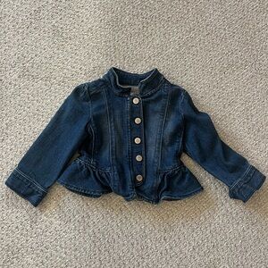 Kids Denim Jacket with Ruffle Hem